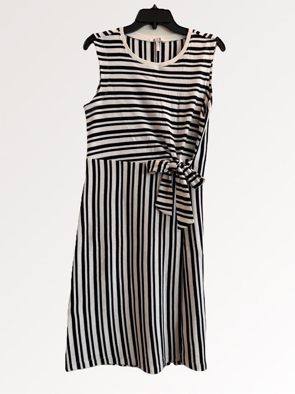 Three Dots Black and White Stripe Midi Dress size M